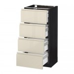 МЕТОД / МАКСИМЕРА Напольн шкаф 4 фронт панели/4 ящика - под дерево черный, Воксторп глянцевый светло-бежевый, 40x37 см МЕТОД / МАКСИМЕРА Напольн шкаф 4 фронт панели/4 ящика - под дерево черный, Воксторп глянцевый светло-бежевый, 40x37 см