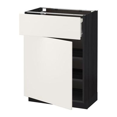 МЕТОД / ФОРВАРА Напольный шкаф с ящиком/дверью - 60x37 см, Веддинге белый, под дерево черный МЕТОД / ФОРВАРА Напольный шкаф с ящиком/дверью - 60x37 см, Веддинге белый, под дерево черный