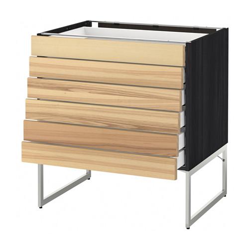 МЕТОД / МАКСИМЕРА Напольн шкаф 6фронт пнл/6 низ ящ - под дерево черный, Торхэмн естественный ясень, 80x60x60 см МЕТОД / МАКСИМЕРА Напольн шкаф 6фронт пнл/6 низ ящ - под дерево черный, Торхэмн естественный ясень, 80x60x60 см