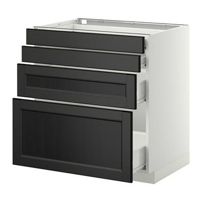 МЕТОД / ФОРВАРА Напольн шкаф 4 фронт панели/4 ящика - 80x60 см, Лаксарби черно-коричневый, белый МЕТОД / ФОРВАРА Напольн шкаф 4 фронт панели/4 ящика - 80x60 см, Лаксарби черно-коричневый, белый