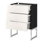 МЕТОД / ФОРВАРА Напольн шкаф 3фронт пнл/2низ/2ср ящ - 60x37x60 см, Веддинге белый, под дерево черный МЕТОД / ФОРВАРА Напольн шкаф 3фронт пнл/2низ/2ср ящ - 60x37x60 см, Веддинге белый, под дерево черный