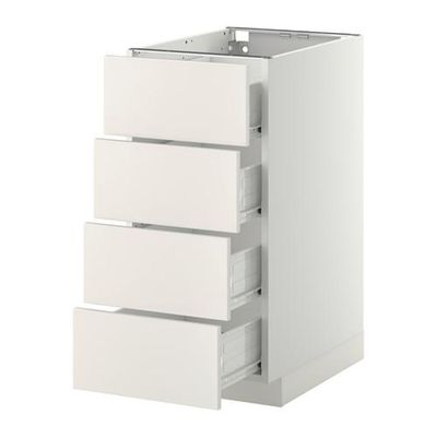 МЕТОД / ФОРВАРА Напольн шкаф 4 фронт панели/4 ящика - 40x60 см, Веддинге белый, белый МЕТОД / ФОРВАРА Напольн шкаф 4 фронт панели/4 ящика - 40x60 см, Веддинге белый, белый