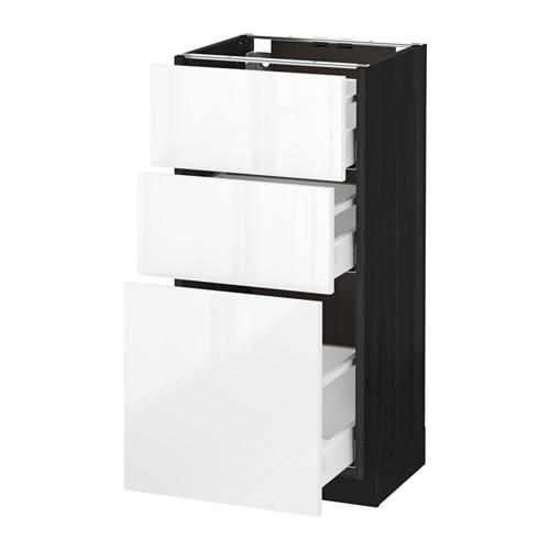 МЕТОД / МАКСИМЕРА Напольный шкаф с 3 ящиками - под дерево черный, Рингульт глянцевый белый, 40x37 см МЕТОД / МАКСИМЕРА Напольный шкаф с 3 ящиками - под дерево черный, Рингульт глянцевый белый, 40x37 см