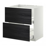 МЕТОД / МАКСИМЕРА Напольн шк п-мойку+2фрнт пнл/2 ящ - белый, Тингсрид под дерево черный, 80x60 см