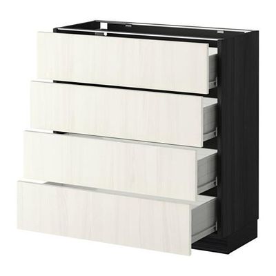 МЕТОД / ФОРВАРА Напольн шкаф 4 фронт панели/4 ящика - 80x37 см, Росдаль белый ясень, под дерево черный МЕТОД / ФОРВАРА Напольн шкаф 4 фронт панели/4 ящика - 80x37 см, Росдаль белый ясень, под дерево черный