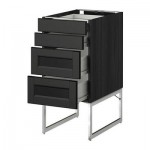 МЕТОД / ФОРВАРА Нплн шк 4 фронт/2 низк/2средн ящ - 40x60x60 см, Лаксарби черно-коричневый, под дерево черный