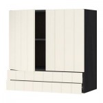 МЕТОД / ФОРВАРА Навесной шкаф/2дверцы/2ящика - 80x80 см, Хитарп белый с оттенком, под дерево черный