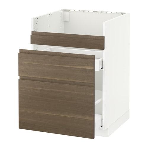 МЕТОД Напол шк д/мойки ХАВСЕН/3фасада/2ящ - белый, Воксторп под грецкий орех, 60x60 см МЕТОД Напол шк д/мойки ХАВСЕН/3фасада/2ящ - белый, Воксторп под грецкий орех, 60x60 см