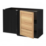 МЕТОД Угловой напольный шкаф с полкой - под дерево черный, Торхэмн естественный ясень МЕТОД Угловой напольный шкаф с полкой - под дерево черный, Торхэмн естественный ясень
