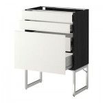 МЕТОД / ФОРВАРА Напольн шкаф 3фронт пнл/2низ/2ср ящ - 60x37x60 см, Хэггеби белый, под дерево черный МЕТОД / ФОРВАРА Напольн шкаф 3фронт пнл/2низ/2ср ящ - 60x37x60 см, Хэггеби белый, под дерево черный