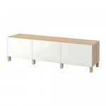 БЕСТО Комбинация для хранения с ящиками - под беленый дуб/Сельсвикен глянцевый/белый, направляющие ящика,нажимные