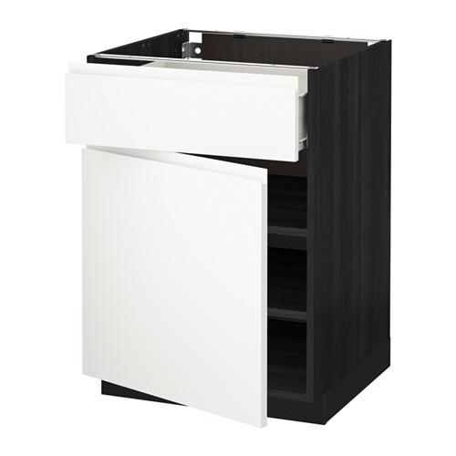 МЕТОД / ФОРВАРА Напольный шкаф с ящиком/дверью - под дерево черный, Воксторп белый, 60x60 см МЕТОД / ФОРВАРА Напольный шкаф с ящиком/дверью - под дерево черный, Воксторп белый, 60x60 см