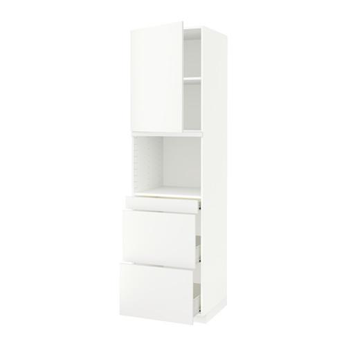 МЕТОД / ФОРВАРА Высокий шкаф д/СВЧ/дверца/3ящика - белый, Хэггеби белый, 60x60x220 см