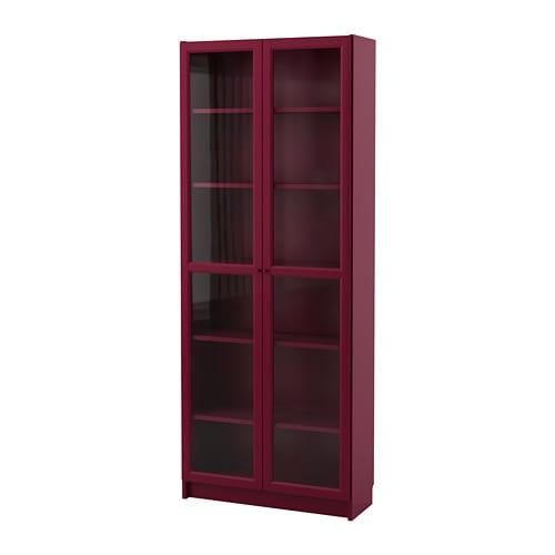 Billy Bookcase With Glass Doors Dark, Dark Brown Bookcase With Glass Doors