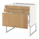 МЕТОД / МАКСИМЕРА Напольн шкаф 3фронт пнл/2низ/2ср ящ - белый, Экестад дуб, 80x60x60 см МЕТОД / МАКСИМЕРА Напольн шкаф 3фронт пнл/2низ/2ср ящ - белый, Экестад дуб, 80x60x60 см