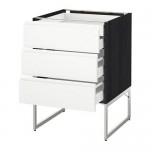 МЕТОД / МАКСИМЕРА Напольн шкаф 3фронт пнл/2низ/2ср ящ - под дерево черный, Воксторп белый, 60x60x60 см МЕТОД / МАКСИМЕРА Напольн шкаф 3фронт пнл/2низ/2ср ящ - под дерево черный, Воксторп белый, 60x60x60 см