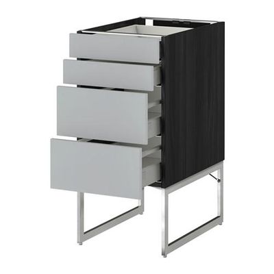 МЕТОД / МАКСИМЕРА Нплн шк 4 фронт/2 низк/2средн ящ - 40x60x60 см, Веддинге серый, под дерево черный