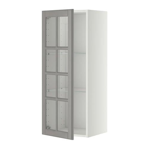 МЕТОД Навесной шкаф с полками/стекл дв - белый, Будбин серый, 40x100 см МЕТОД Навесной шкаф с полками/стекл дв - белый, Будбин серый, 40x100 см