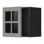 МЕТОД Навесной шкаф со стеклянной дверью - под дерево черный, Будбин серый МЕТОД Навесной шкаф со стеклянной дверью - под дерево черный, Будбин серый