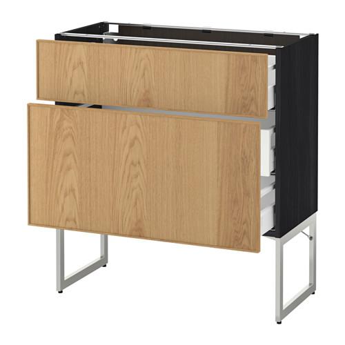 МЕТОД / МАКСИМЕРА Наполн шк 2 фрнт/3 средн ящ - под дерево черный, Экестад дуб, 80x37x60 см