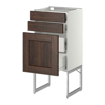 МЕТОД / ФОРВАРА Напольн шкаф 3фронт пнл/2низ/2ср ящ - 40x37x60 см, Эдсерум под дерево коричневый, белый МЕТОД / ФОРВАРА Напольн шкаф 3фронт пнл/2низ/2ср ящ - 40x37x60 см, Эдсерум под дерево коричневый, белый