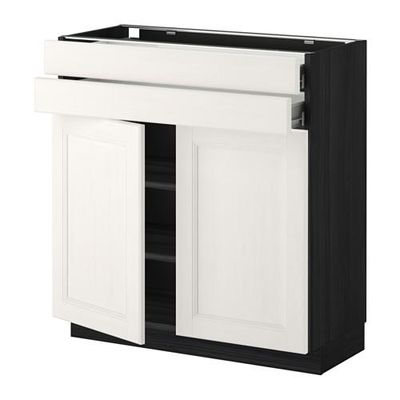 МЕТОД / ФОРВАРА Напольный шкаф/2дверцы/2ящика - Лаксарби белый, под дерево черный МЕТОД / ФОРВАРА Напольный шкаф/2дверцы/2ящика - Лаксарби белый, под дерево черный