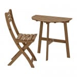 ASKHOLMEN стол+1 складной стул, д/сада серо-коричневая морилка