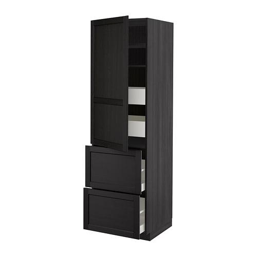 МЕТОД / МАКСИМЕРА Высокий шкаф+полки/4 ящика/2дверцы - под дерево черный, Лерх черная морилка, 60x60x200 см МЕТОД / МАКСИМЕРА Высокий шкаф+полки/4 ящика/2дверцы - под дерево черный, Лерх черная морилка, 60x60x200 см