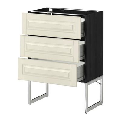 МЕТОД / ФОРВАРА Нплн шк 3 фрнт/3 средн ящика - 60x37x60 см, Будбин белый с оттенком, под дерево черный МЕТОД / ФОРВАРА Нплн шк 3 фрнт/3 средн ящика - 60x37x60 см, Будбин белый с оттенком, под дерево черный