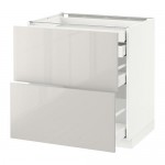 МЕТОД / МАКСИМЕРА Напл шк 2 фрнт/2низ/1срд/1 выс ящ - белый, Рингульт глянцевый светло-серый, 80x60 см