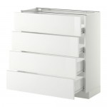 МЕТОД / ФОРВАРА Напольн шкаф 4 фронт панели/4 ящика - белый, Рингульт глянцевый белый, 80x37 см