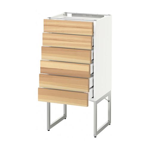 МЕТОД / МАКСИМЕРА Напольн шкаф 6фронт пнл/6 низ ящ - белый, Торхэмн естественный ясень, 40x37x60 см МЕТОД / МАКСИМЕРА Напольн шкаф 6фронт пнл/6 низ ящ - белый, Торхэмн естественный ясень, 40x37x60 см