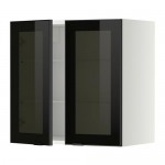 МЕТОД Навесной шкаф с полками/2 стекл дв - белый, Ютис дымчатое стекло/черный, 60x60 см МЕТОД Навесной шкаф с полками/2 стекл дв - белый, Ютис дымчатое стекло/черный, 60x60 см