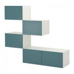 БЕСТО Комбинация для хранения с дверцами - белый/серо-бирюзовый БЕСТО Комбинация для хранения с дверцами - белый/серо-бирюзовый