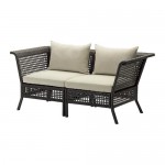 KUNGSHOLMEN 2-местный модульный диван, садовый черно-коричневый/Холло бежевый