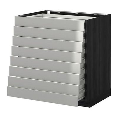МЕТОД / ФОРВАРА Наполн шкаф 8 фронт/8 низк ящиков - 80x60 см, Гревста нержавеющ сталь, под дерево черный МЕТОД / ФОРВАРА Наполн шкаф 8 фронт/8 низк ящиков - 80x60 см, Гревста нержавеющ сталь, под дерево черный