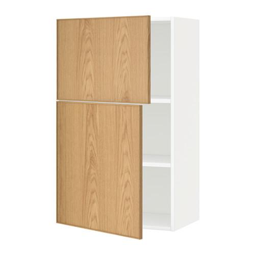 МЕТОД Навесной шкаф с полками/2дверцы - белый, Экестад дуб МЕТОД Навесной шкаф с полками/2дверцы - белый, Экестад дуб