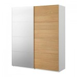 ПАКС Гардероб с раздвижными дверьми - Пакс Мальм дуб/зеркальное стекло, белый, 200x44x236 см
