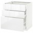 МЕТОД / МАКСИМЕРА Напольный шкаф с 3 ящиками - белый, Рингульт глянцевый белый, 80x60 см