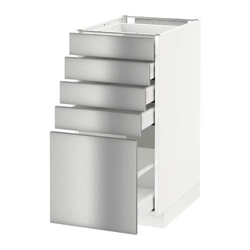 МЕТОД / МАКСИМЕРА Напольный шкаф с 5 ящиками - белый, Гревста нержавеющ сталь, 40x60 см