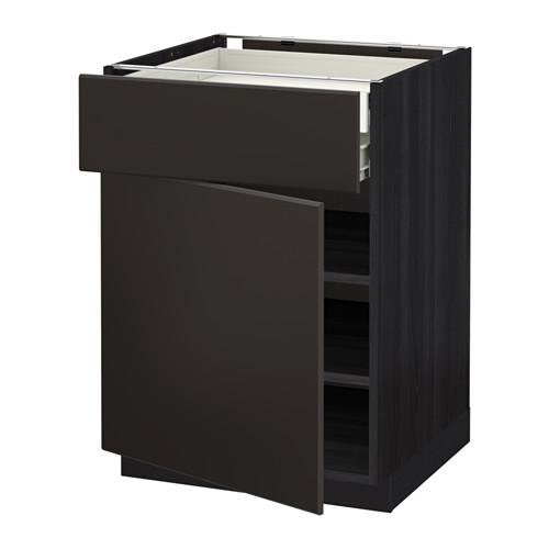 МЕТОД / ФОРВАРА Напольн шкаф двр/фр пнл/плк/2низ ящ - под дерево черный, Кунгсбакка антрацит, 60x60 см МЕТОД / ФОРВАРА Напольн шкаф двр/фр пнл/плк/2низ ящ - под дерево черный, Кунгсбакка антрацит, 60x60 см