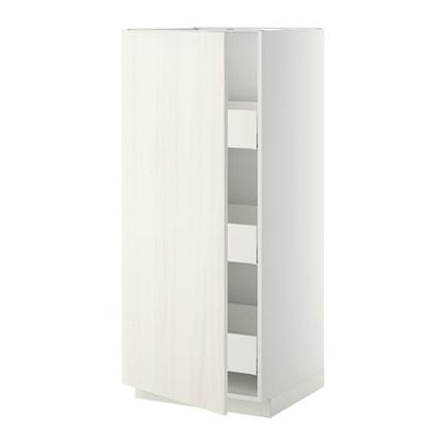 МЕТОД / МАКСИМЕРА Высокий шкаф с ящиками - 60x60x140 см, Росдаль белый ясень, белый