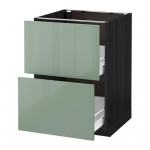 МЕТОД / ФОРВАРА Наполн шк 2 фрнт/2 средн ящ - под дерево черный, Калларп глянцевый светло-зеленый, 60x60 см