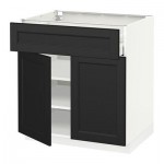 МЕТОД / МАКСИМЕРА Напольный шкаф+ящик/2дверцы - 80x60 см, Лаксарби черно-коричневый, белый МЕТОД / МАКСИМЕРА Напольный шкаф+ящик/2дверцы - 80x60 см, Лаксарби черно-коричневый, белый