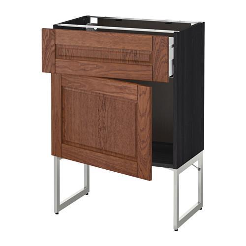 МЕТОД / МАКСИМЕРА Напольный шкаф с ящиком/дверью - под дерево черный, Филипстад коричневый, 60x37x60 см