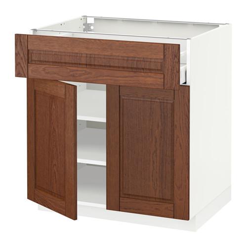 МЕТОД / МАКСИМЕРА Напольный шкаф+ящик/2дверцы - белый, Филипстад коричневый, 80x60 см