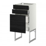 МЕТОД / МАКСИМЕРА Напольн шкаф 3фронт пнл/2низ/2ср ящ - белый, Тингсрид под дерево черный, 40x37x60 см МЕТОД / МАКСИМЕРА Напольн шкаф 3фронт пнл/2низ/2ср ящ - белый, Тингсрид под дерево черный, 40x37x60 см