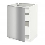 МЕТОД / МАКСИМЕРА Напольный шкаф с 1двр/3ящ - белый, Гревста нержавеющ сталь, 60x60 см МЕТОД / МАКСИМЕРА Напольный шкаф с 1двр/3ящ - белый, Гревста нержавеющ сталь, 60x60 см
