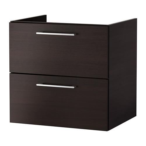 ГОДМОРГОН Шкаф для раковины с 2 ящ - черно-коричневый, 60x47x58 см