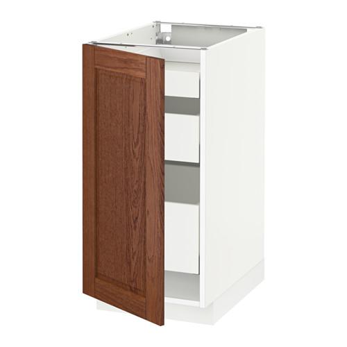 МЕТОД / МАКСИМЕРА Напольный шкаф с 1двр/3ящ - белый, Филипстад коричневый, 40x60 см МЕТОД / МАКСИМЕРА Напольный шкаф с 1двр/3ящ - белый, Филипстад коричневый, 40x60 см
